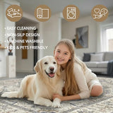 2x6 Washable Kitchen Runner Rug, Non Slip Vintage Runner Rugs for Hallway, Ultra-Thin Low Pile Distressed Kitchen Rugs Non Skid, Machine Washable Laundry Entryway Indoor Carpet,Beige/Blue