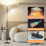 Floor Lamp, Upgraded 42W 4500LM Super Bright LED Floor Lamp with Rotatable Reading Light, Touch Remote Control & Memory Function, Stepless Dimmable Standing Lamp for Living Room Bedroom Office, Black