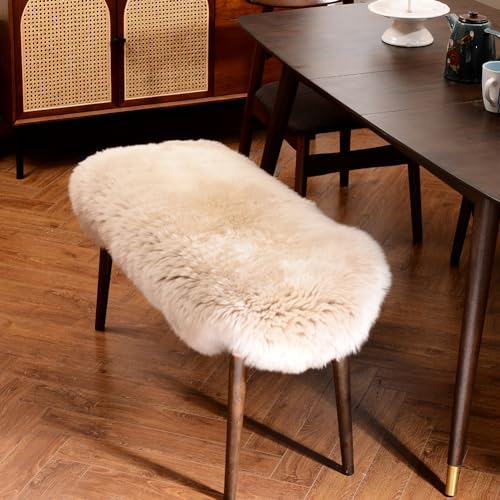 LLB Genuine Sheepskin Area Rug Wool Rug Fur Carpet Fluffy Shaggy Fur Rug for Living Room Kids Bedroom Real Sheepskin Throw Lambskin Rugs Sofa Mat Chair Seat Covers (Cream Brown, 2 x 3 ft Sheepskin)