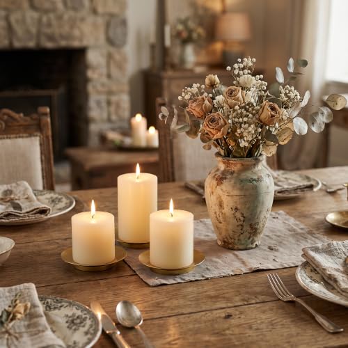 Iron Pillar Candle Holder: 4.25" Gold Candle Tray and Plate