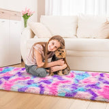 Tepook Soft Rainbow Rug for Girls Room, Cute Fluffy Girls Bedroom Rugs, 2x6 Feet Shaggy Princess Rug Colorful Carpet for Kids Teens Toddler Playroom Nursery Reading Nook, Hot Pink