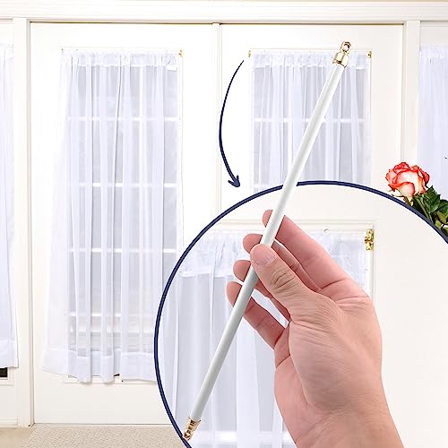 Amazing Drapery Hardware White Swivel Sash Curtain Rods with Brass Ends, Set of 2 (Hardware Included) - Adjustable Length 11-19 Inches, Easy to Install Metal Rods for Doors, Windows, and Sidelights