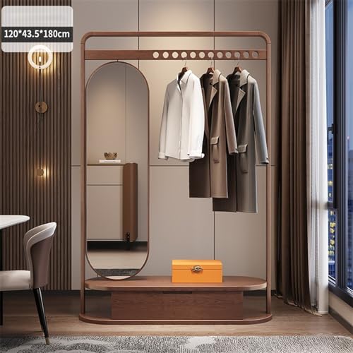 Full-Length Mirror Floor-Standing Coat Rack with Dressing Mirror Home Living Room Bedroom Dressing Mirror Entrance Long Door Mirror Full Length Floor Mirror (120cm)