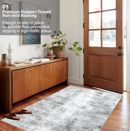 Modern Abstract 3x5 Area Rug, Machine Washable Non-Slip  Foldable Carpet