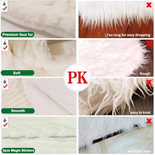 Christmas Tree Skirts 36inch White Faux Fur Xmas Tree Skirt for Christmas Decoration New Year Party Holiday Decorations