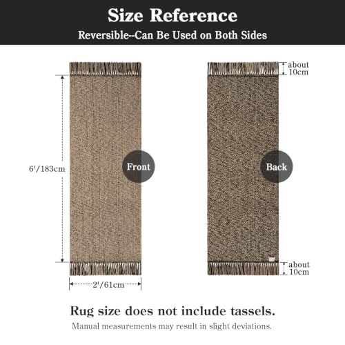 Collive Farmhouse Hallway Runner Rug, 2x6 Hand-Woven Reversible Washable Runners for Kitchen Floor, Natural/Black Cotton Laundry Room Rugs Modern Boho Kitchen Sink Carpet for Bathroom Foyer Bedroom
