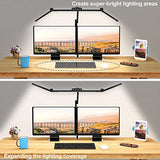 Led Desk Lamp with Clamp, Architect Desk Lamp for Home Office with Atmosphere Lighting, 24W Ultra Bright Auto Dimming Computer Light Stepless Dimming and Tempering LED Table Light