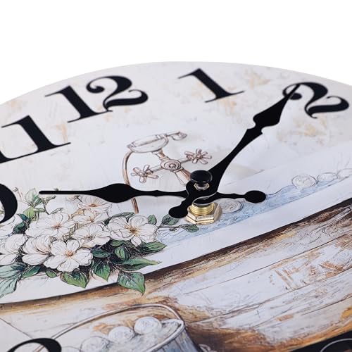 Bathroom Wall Clock Rustic Style Waterproof Glass Wall Clocks for Bathroom, Shower Wall Decor (8 Inch, Brown)