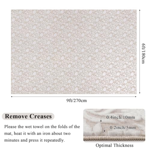 6x9 Area Rug for Living Room, Beige White Throw Carpet for Bedroom