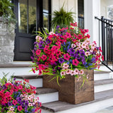 AXYLEX Artificial Flowers Outdoor Shrubs - 16 Bundles Fake Plants UV Resistant No Fade Faux Plastic Greenery Home Garden Porch Patio Decoration Office Indoor (1, Multi-16pcs)