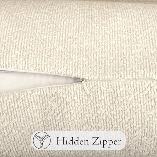 JoraLion 14x36 inch Boucle Lumbar Pillow Cover, Cream Woven Texture Neutral Long Pillow Cover Breathable Cushion Case for Couch Sofa Bed Living Room Home Decor (Cover Only)