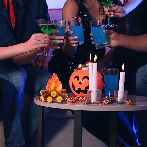 ABOOFAN Fake Campfire Lamp, Battery Operated 3D Flickering Flame Night Light for Warm Ambiance & Cozy Decor, for Bedrooms, Living Rooms, Halloween & Christmas Parties