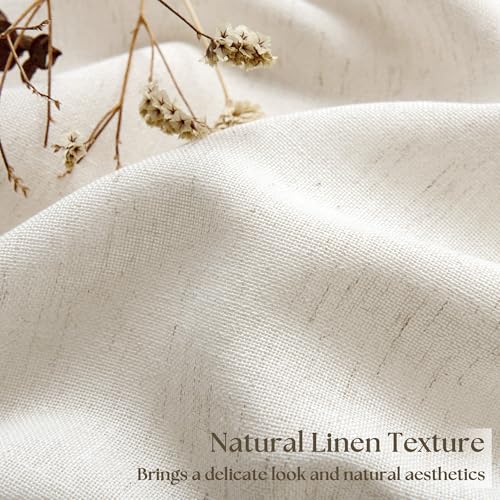 CUTEWIND Cream Linen Cafe Curtains 24 inch Length 2 Panel Set Rod Pocket Farmhouse Short Kitchen Window Curtains Over Sink Light Filtering Semi Sheer Small Window Drapes for Bathroom Camper W26xL24