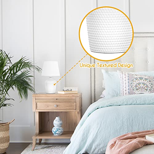 Small 11.8" Table Lamps Set of 2, Bedside Nightstand Lamps for Bedroom Kid’s Room, Cute Desk Lamps with Studded Texture Base for Reading Nursery Living Room Office, White