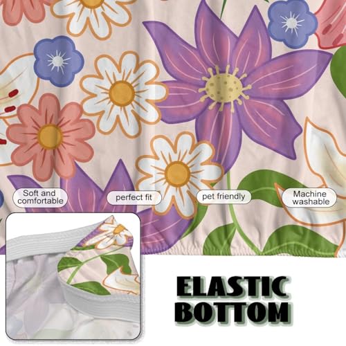 Armless Sofa Covers Elastic Futon Cover Non Slip Futon Sofa Slipcover with Elastic Bottom Stain-Resistant Pet Friendly Furniture Protector for Cats Dogs, Lily Floral Pin Violet