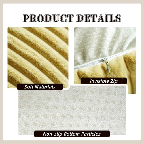 Square Floor Pouf Cover Unstuffed Soft Storage Ottoman, Yellow