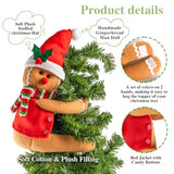 Gingerbread Christmas Tree Topper Decorations,Gingerbread Ornament Doll Tree Hugger Decor for Curtain Wine Bottle Christmas Tree Holiday Home Decor, 11" x 15"