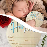 Baby Announcement Sign, 5.9 Inch Wooden Hello World Newborn Signs, Birth Announcement Sign, Gender Reveal Signs, He's here Decoration, Welcome Newborn Arrival To World (He's,Blue-A)