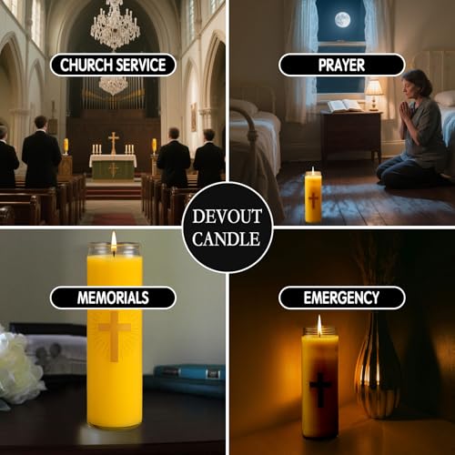 Pure Beeswax Prayer Candles - 7 Day Devotional Candles in Glass with 100 Hours Long Burn Time, Honey Fragrance Religious Candles Catholic for Memorials, Vigil, Church