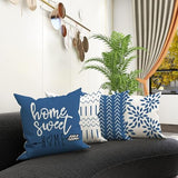 YCOLL Pillow Covers 18x18 Set of 4, Modern Sofa Throw Pillow Cover, Decorative Outdoor Linen Fabric Pillow Case for Couch Bed Car，Light Blue