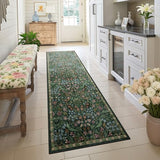 2x6 Washable Runner Rug Green Boho Floral for Hallway Kitchen Bedroom