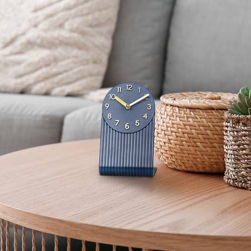 La Crosse Clock 437-3015NB Grooves Quartz Analog Tabletop Clock - Navy Blue