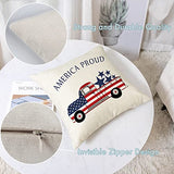 YeeJu Set of 4 Patriotic Throw Pillow Covers 18x18 4th of July Pillow Covers American Flag Fourth of July Memorial Day Independence Day Red White Blue Veteran Pillow Cases for Home Outdoor Decoration