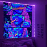 Hippie Hippy Wall Tapestry Trippy Smoking Tapestry Blacklight Tapestries for Stoner Bedroom Room Decor Weed Accessories Smoke Tapestrys Marijuana Cannabis High ST Poster Trippy Room Decor 29” x 37”