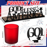 250 Anniversary Decorations with 3 Glass Votive 1 Wooden Tray God Bless America Decor Patriotic Red Blue White Table Decorations 4th of July Rustic Decor for Memorial Independence Day