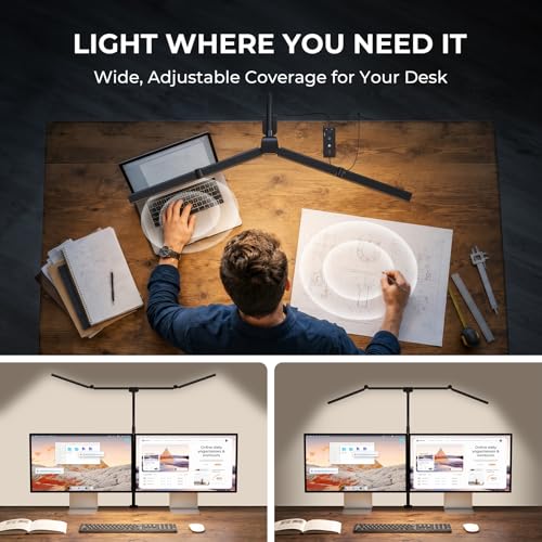 LED Desk Lamps for Home Office,Smart Adjustable Swing Arm Desk Lamp with Clamp,Gooseneck Tall Clip on Desk Light for Sewing,Reading,Drawing,Workbench,Study,Screen,Crafting,Monitor Architect,Computer