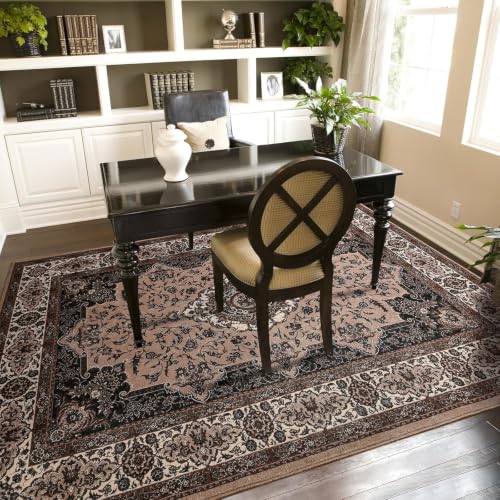 5x7 Area Rugs for Living Room, Washable Rug Vintage Floral, Brown