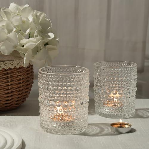 12 Pack Votive Candle Holder, 2.7x3.5 Inch Clear Mini Hurricane Holders