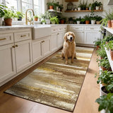 Runner Rug 2x6, Abstract Non-Slip Washable Rug for Hallway, Brown
