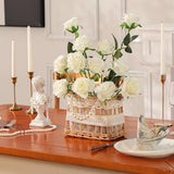 Nubry Artificial Silk Rose Flower Bouquet Lifelike White Fake Rose for Wedding Home Party Decoration Event Gift 10pcs (Off White)