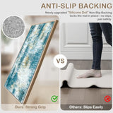 Upgrade Non Slip Kitchen Rugs Sets of 3 Washable Kitchen Mats for Floor Abstract Kitchen Runner Rug Ultra Soft Floor Mat Set Kitchen Carpet Rugs for Hallway, Laundry, Entryway, Office, Teal
