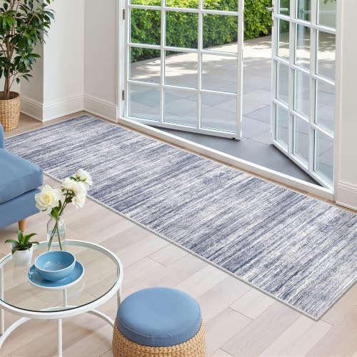 2x8 Runner Rug Non Slip,Washable Hallway Runner Rug,Blue