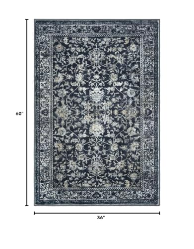 Area Rug 3x5 Washable Entryway Rug Kitchen Rugs, Midnight Navy