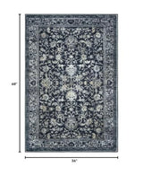 Area Rug 3x5 Washable Entryway Rug Kitchen Rugs, Midnight Navy