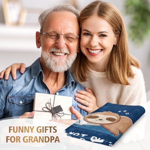 Funny Gifts for Grandpa, Grandpa is Charging Sloth Blanket, Birthday Gifts for Grandpas from Grandkids,Grandpas Gitts for Fathers Day, Soft Sloth Blanket for Grandfather 60" x 50"