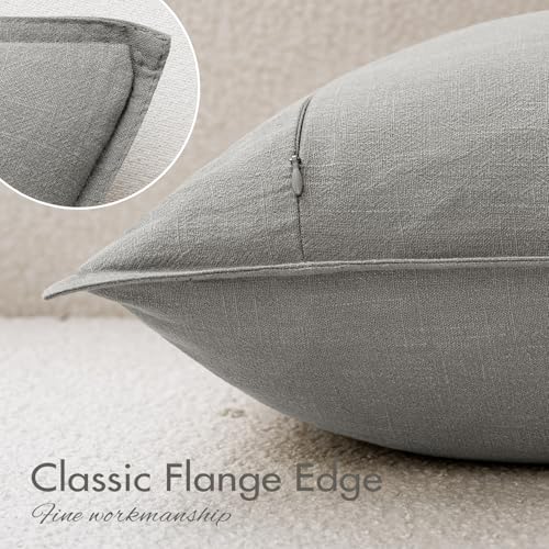 EMEMA Decorative Linen Throw Pillow Covers 18x18 Inch Light Grey