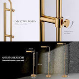 O'Bright Cedric Adjustable Pharmacy Floor Lamp - Industrial Design for Reading, Crafting, Work - 10W LED, Height 45-61 inches - Ideal for Living Room, Bedside, Office - Antique Brass (Gold)