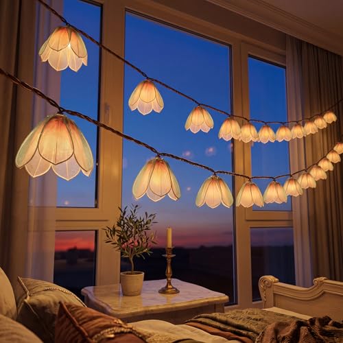 8.5FT Plug-in Flower Garland String Lights, 10-Bulb Fairy Lights | Plug-In LED Patio String Lights, Connectable Up to 24 Sets, IP44 Waterproof, for Indoor Outdoor Parties & Weddings