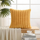 Volcanics Set of 1 Double-Sided Faux Fur Mustard Yellow Pillow Covers 18x18