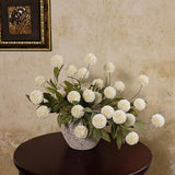 VIERENA 6 Pcs Faux Silk Pompon Mum Artificial Flowers for Vase -27", Bulk Fake Chrysanth Branches with Stems for DIY Bouquet Centerpieces Wedding Fillers Arrangements Shower Decorations (Cream)