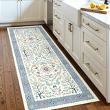 2x5 Runner Rug Washable: Non Slip Small Rugs for Kitchen Blue Ivory