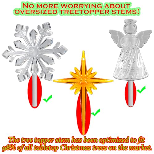 110Pcs in 10 Colors Ceramic Christmas Tree Replacement Bulbs - Plastic Lights Pegs, Included Angel Topper＆Snowflake Top＆Cross Stars.