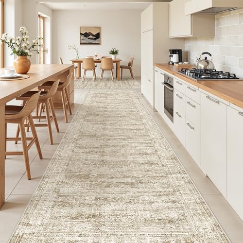 3x14 Runner Rug Non Slip,Washable Hallway Runner Rug,Brown
