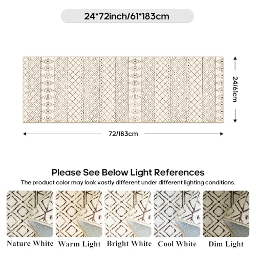 2'6"x8' Washable Hallway Runner Rug: Moroccan Kitchen Non Slip Rug Beige