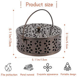 Portable Iron Mosquito Coil Holder with Handle Round Heat-Resistant Incense Holder for Home Office Camping (Bronze)