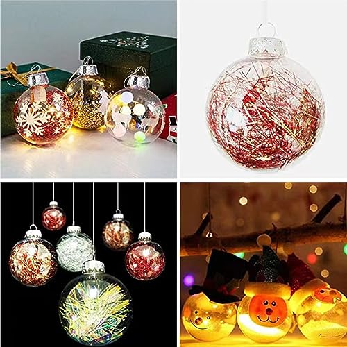 Neioaas Clear Plastic Ball Decor - Set of 12 DIY Christmas Decorative Balls,2.36in DIY Clear Plastic Fillable Balls Ornament for Christmas,Halloween,Birthday,Wedding Decor, Crafts Decorations (60MM)